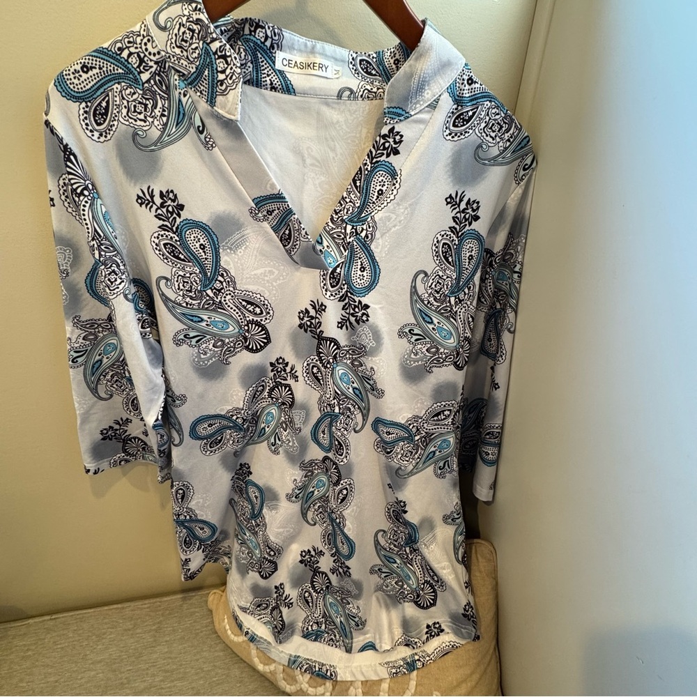 Blue and Black Paisley Shirt